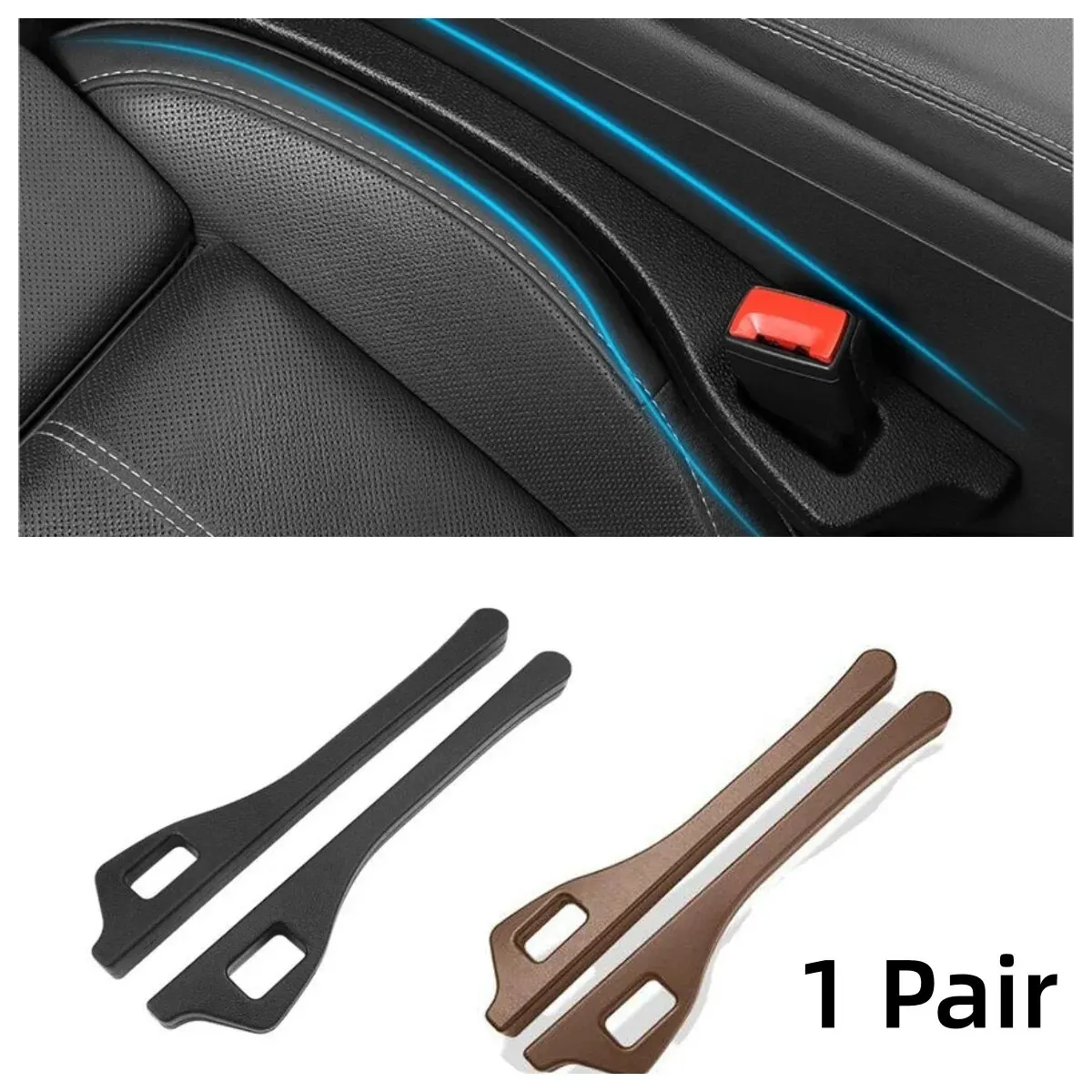 1Pair Car Seat Gap Plug Anti-Seat Leakage Chair Seat Sealing Strip Seat Seam Front Gap Filling Plug Car Interior Accessories