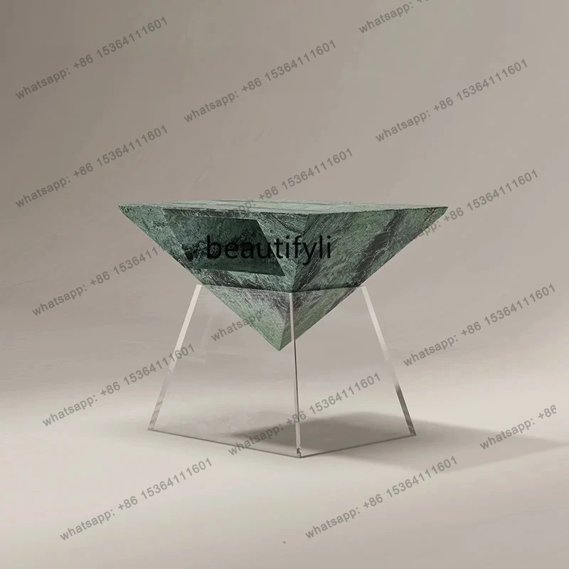 

D30Italian minimalist natural marble sofa side side table bedside table household bedroom simple shelf