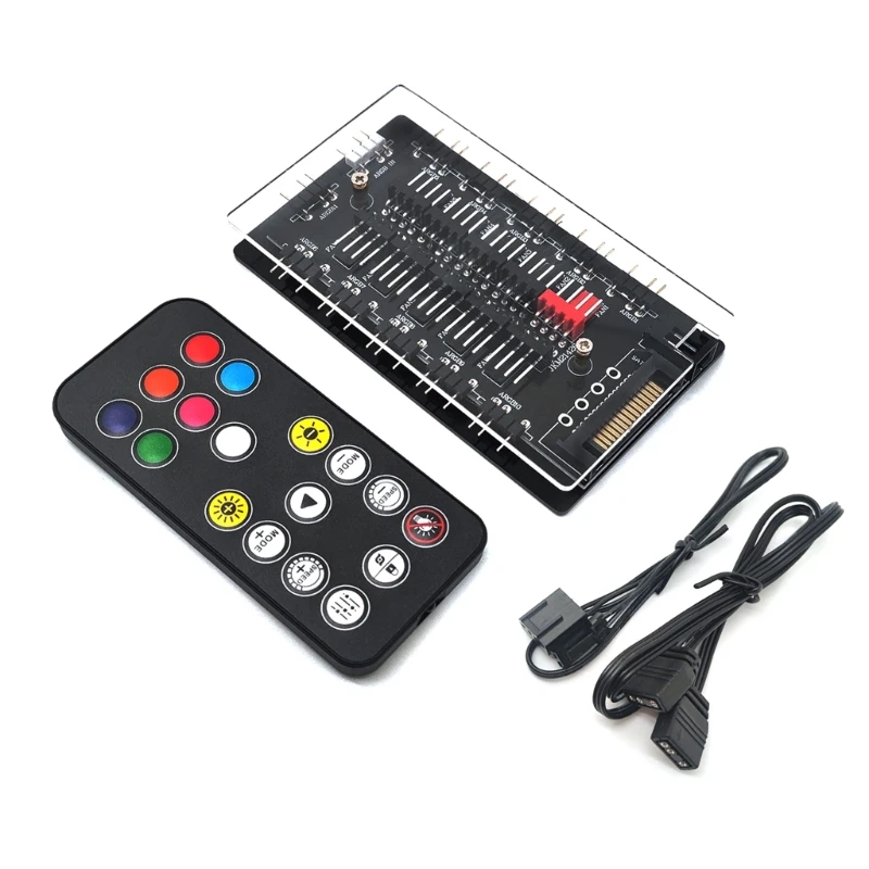 

ARGB 5V 3Pin Splitter Hub PWM Temperature Control and Synchronization for PC Fan and LED Strip Light Remote Control