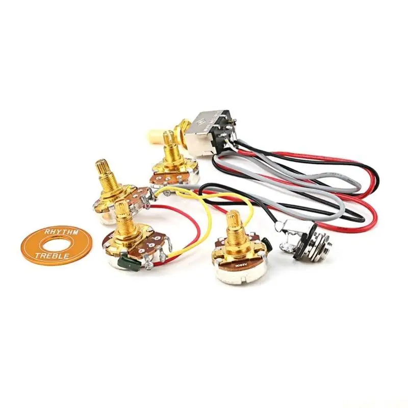 M5TC Electric Guitar Wiring Harness Prewired 3 Way Toggle Switch 2 Volume 2 Tone