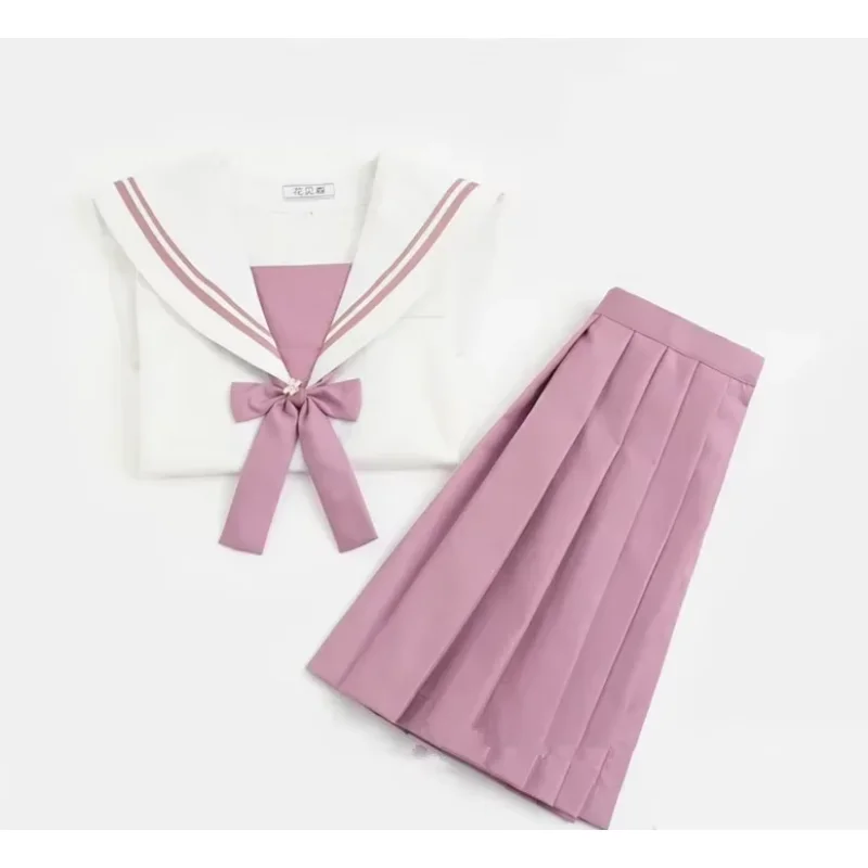Japanese School Uniform For Girls Sailor Tops+bow tie+Skirt Navy Style Stunts Clothes For Girl  Lala Cheerlear clothing