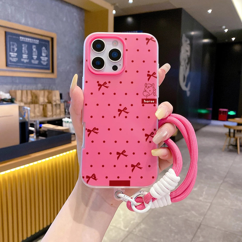 Handschlaufe Bonbonfarben Niedliche Handyhülle für Xiaomi 17 Pro Max 15T Pro 14T Pro Mi 11 Lite 5G Polka Dot Pony mit Lanyard-Hülle – Detail 4