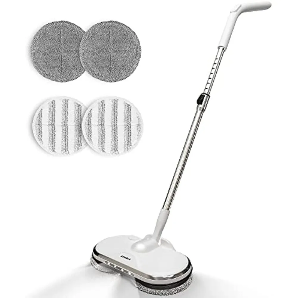 Cordless Electric Mop for Floor Cleaning, AlfaBot WS-24 Electric Spin Mop with Water Sprayer and LED Headlight