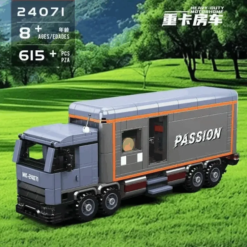 Moc caminhão pesado blocos de construção estilo europeu americano recipiente carro tanque rv modelo veículo técnico brinquedo presente para crianças adultos