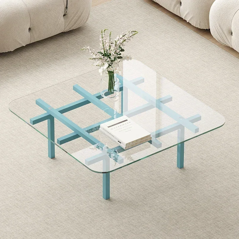 

Tempered glass coffee table Solid wood designer Creative Italian high sense Home modern simple Internet celebrity art tea table