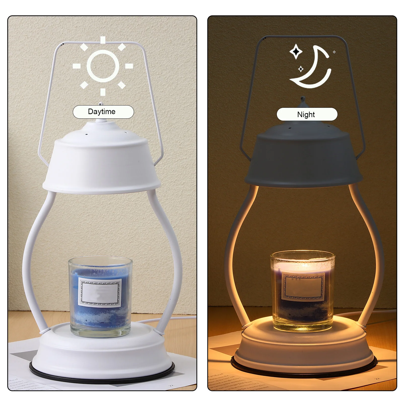 

Aromatherapy Wax C Warmer White Vintage Dimmable 2 Bulbs Metal Base Bedroom Table Warmers Timer Function