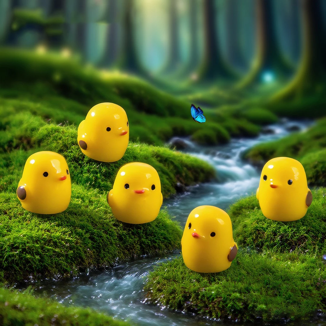 50PCS Resin Tiny Chick Figurines Mini Animals Chickens Miniatures for Micro Landscape Fairy Garden Decor Terrarium Crafts
