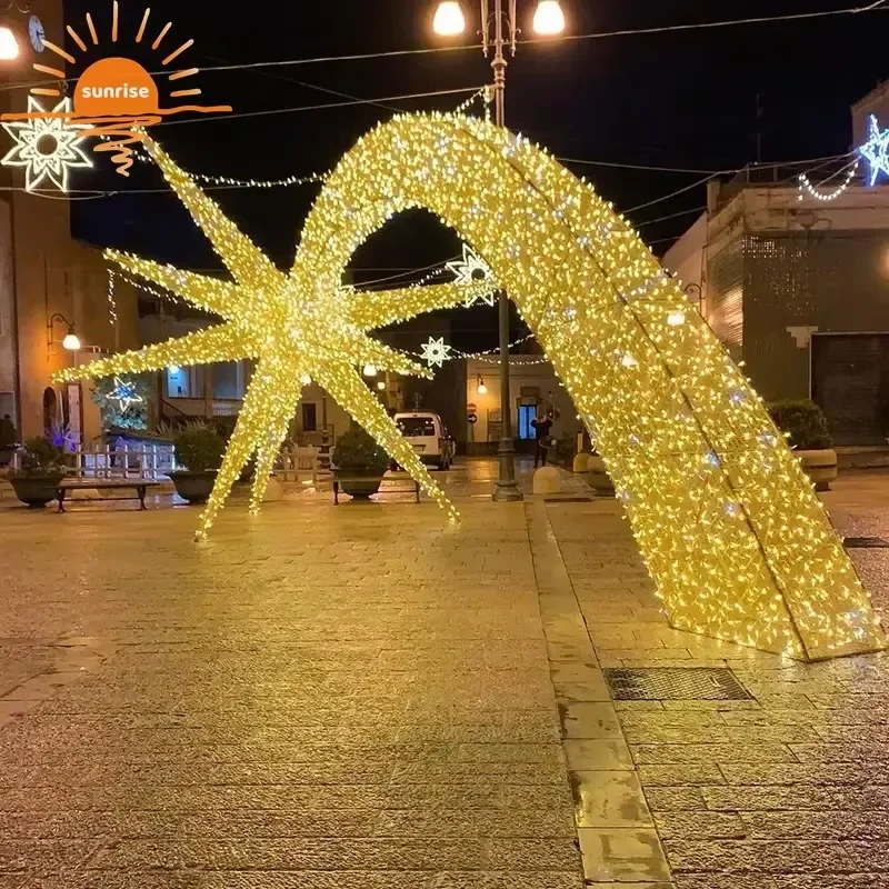 Giant 3D Arch Christmas Star Light Outdoor Party Decoration Huge Illuminated Holiday Display for Event Yard Garden Festival