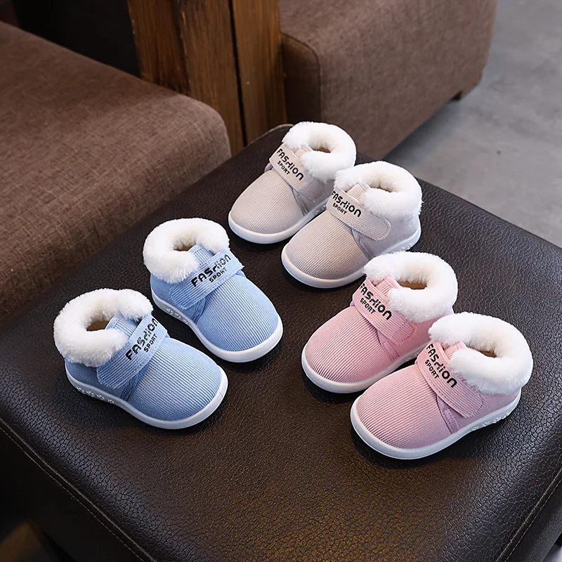 

Kids Short Boots with Warm Fur Baby Walking Shoes Soild Color Versatile 2025 Winter New Toddler Casual Boots Fashion Soft Sole