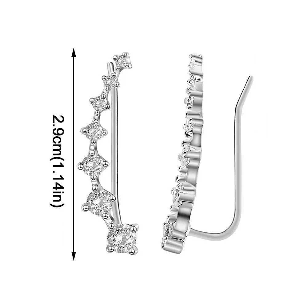 Long Dipper Ear Hook Clip on Earrings for Women Four-Prong Setting Zircon Climbing Ear Cuff Earrings Fashion Jewelry Gifts E527