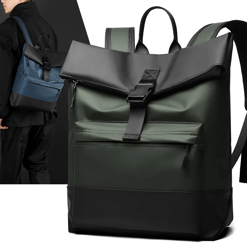 New men's bag splicing backpack trendy fashion versatile simple student computer bag waterproof backpack