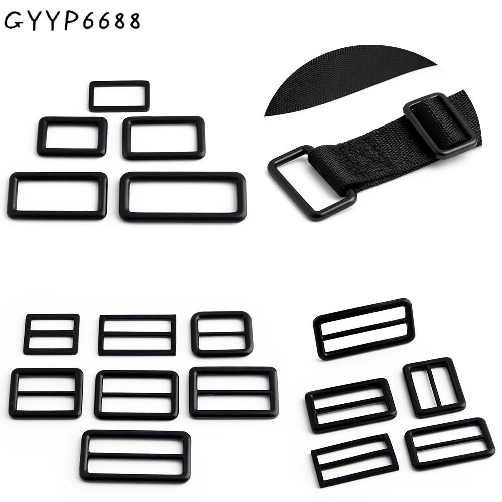 

20/50/100 шт. черные квадратные металлические пряжки-регуляторы 25-32-38-51 мм для ремней сумок, рюкзаков, ошейников для собак, аксессуары для пряжек