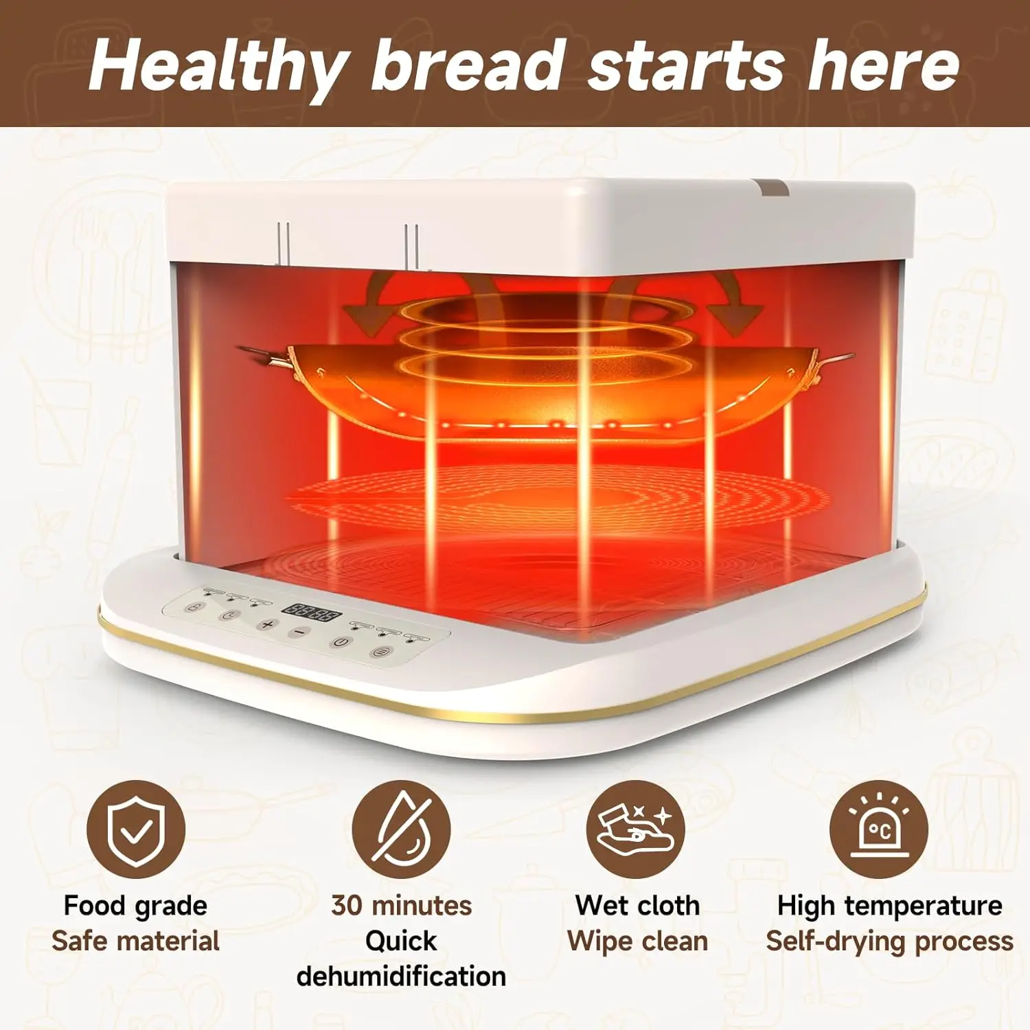 صندوق عازل للخبز قابل للطي وطباخ بطيء مع 0-120 ℃ التحكم في درجة الحرارة وصندوق التدقيق للمؤقت 10 ساعات للعالجة الحامضة، شعبي جديد #4