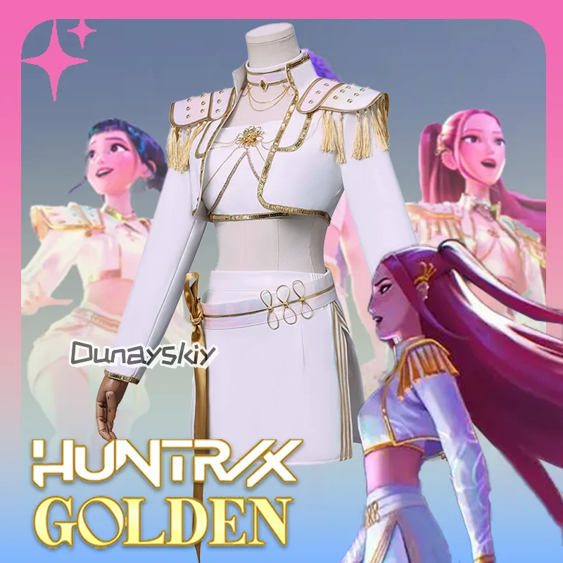 

Kpop Demon Hunter Cosplay Costume Huntrix Mira White Suit Korean Wave Superstar Idol Performance Sets Halloween Carnival Golden