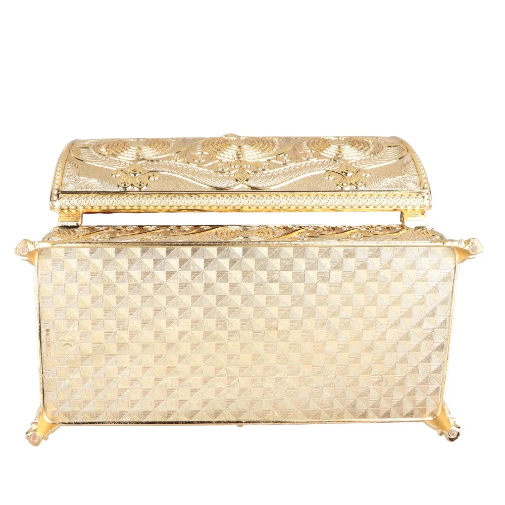 Luxury Alloy Vintage Jewelry Box Soft Velvet Lining Rectangular Trinket Storage Box Gold Silver Metal Jewelry Box For Women