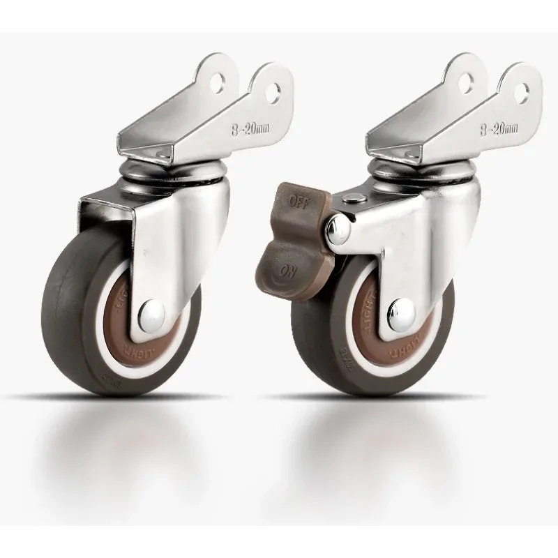 (Pack of 4) 1.5''/2'' Universal Wheel Crib Flip Wheel Pulley Bb Bed Caster Silent Wheel Accessories Brake Roller