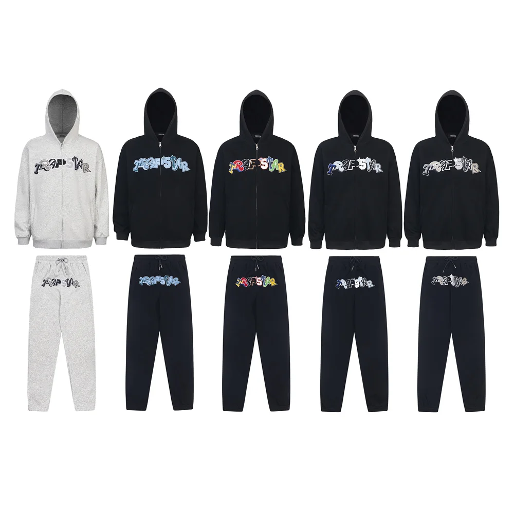 

Мужской повседневный спортивный костюм для осени и зимы: свитшот с длинным рукавом и футболка с вышитым буквенным дизайном в стиле High Street