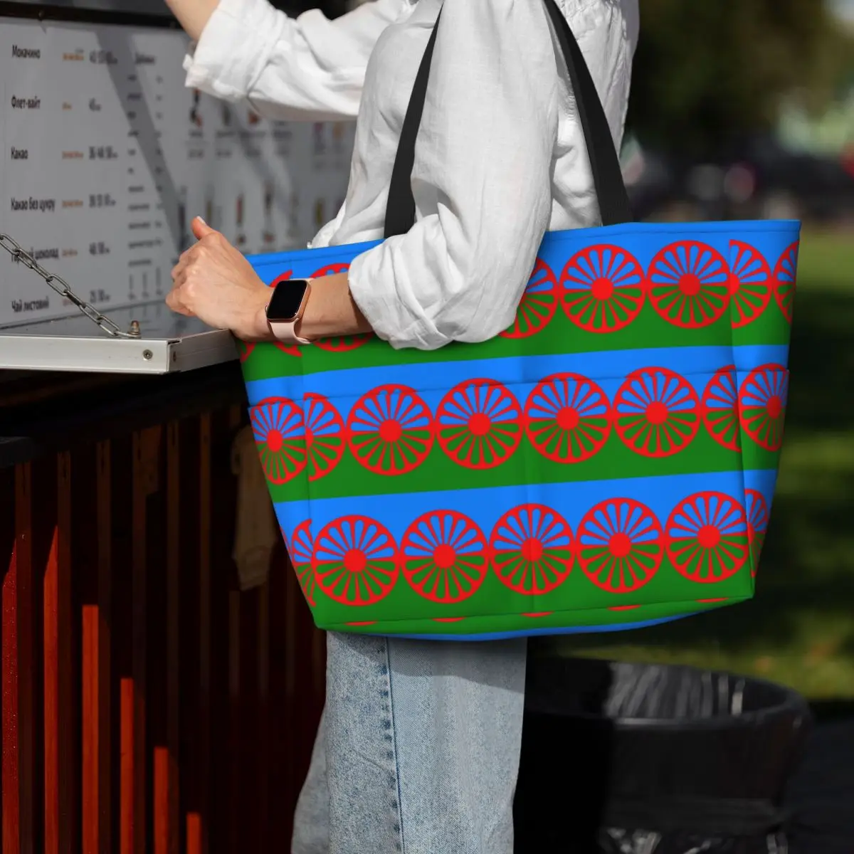 

Romany Gypsy Flag Beach Tote Bag Sport Gym Yoga Duffle Large Tote Bag Women Travel Bag Fitness bag