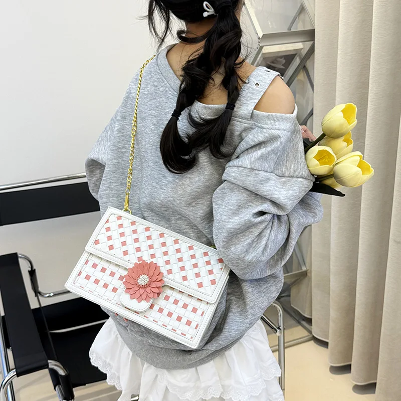 

​​2025 Handwoven Square Bag Textured Underarm Shoulder Purse Trendy Crossbody Bag with Artisanal Braided Design​