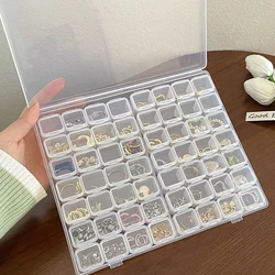 Transparent Rectangle Storage Box for Jewellery Organizer with 56 Grids Plastic Container 25x18x3cm 216g 1pc