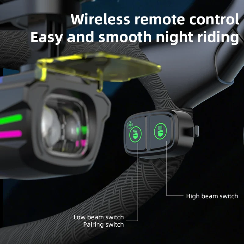 Lampu Depan Sepeda 1100LM, Lampu Sepeda Aluminium Alloy Tahan Air, Lampu Depan Sepeda dengan Remote Control, Aksesoris Sepeda