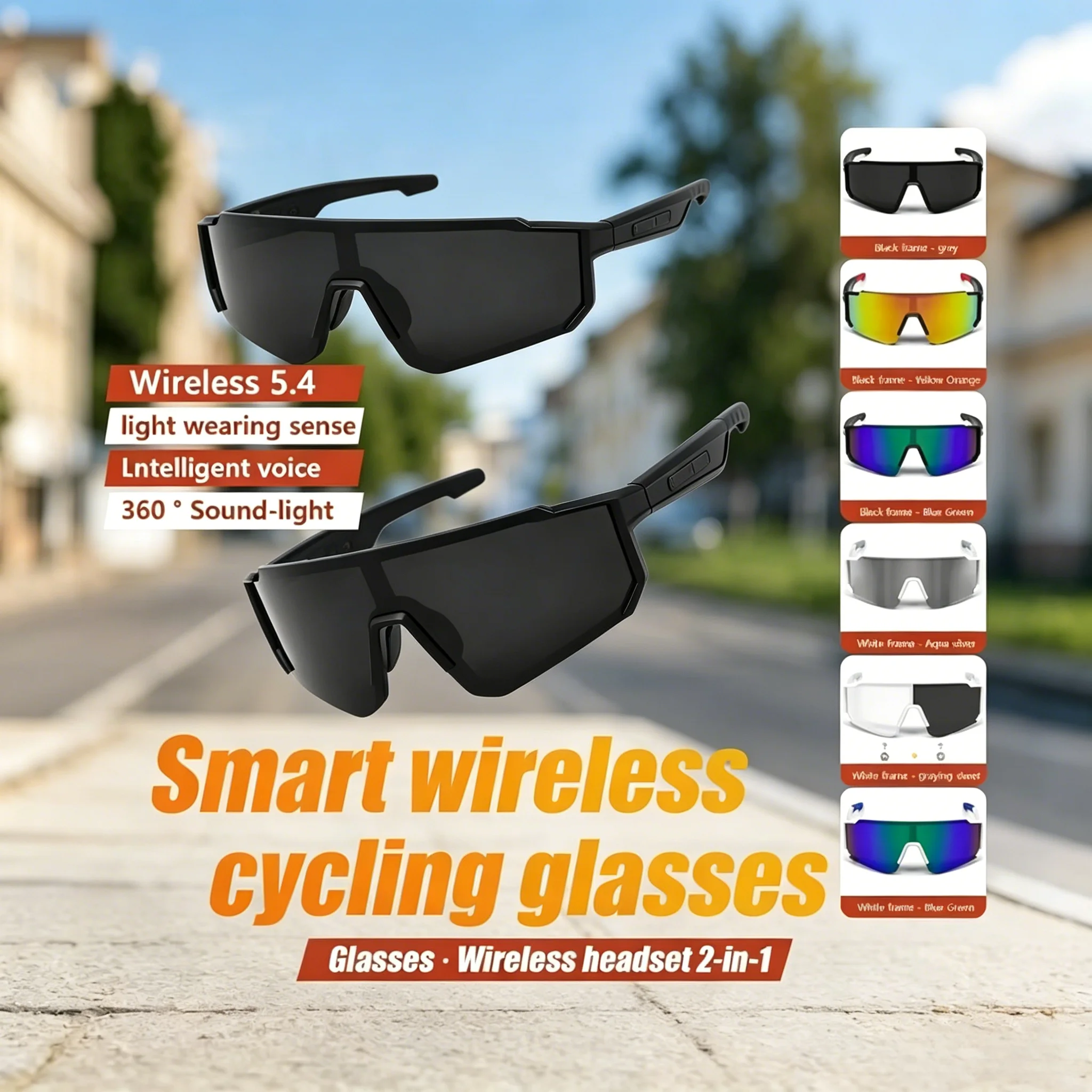 

Outdoor Smart Glasses Wireless Bluetooth Call Music Cycling Sports Headphone