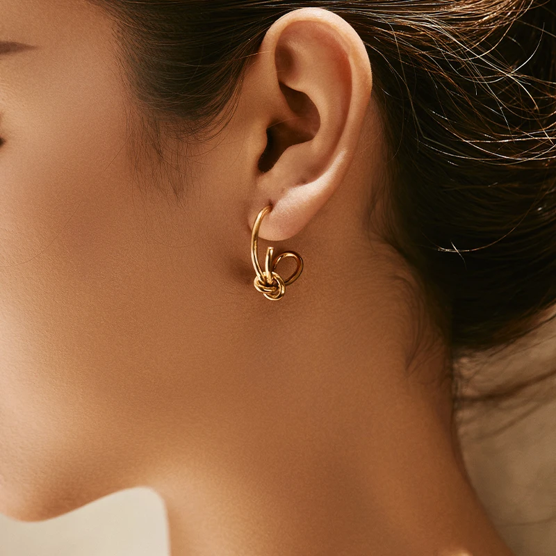 PRISCA | Gold Plated Dangle Earrings for Women Stainless Steel Classic Bow Design Gold Color French Trend. Simple 2026