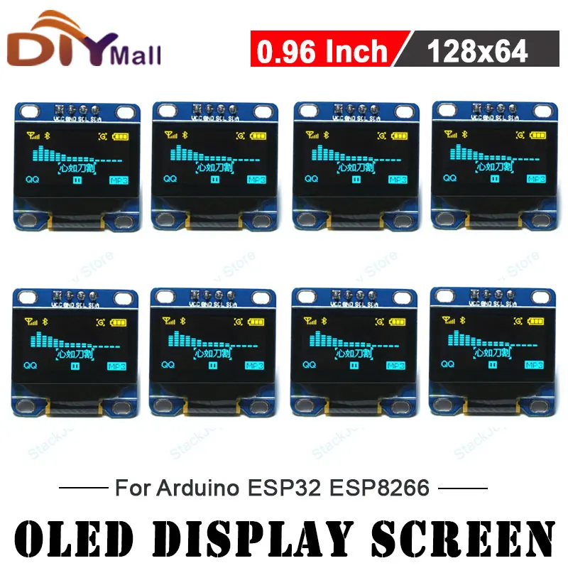 

Модуль OLED-дисплея 0,96 дюйма 128x64 I2C SSD1306 синий желтый для Arduino Raspberry Pi ESP32 DIY электроника 1/2/4/8 шт.