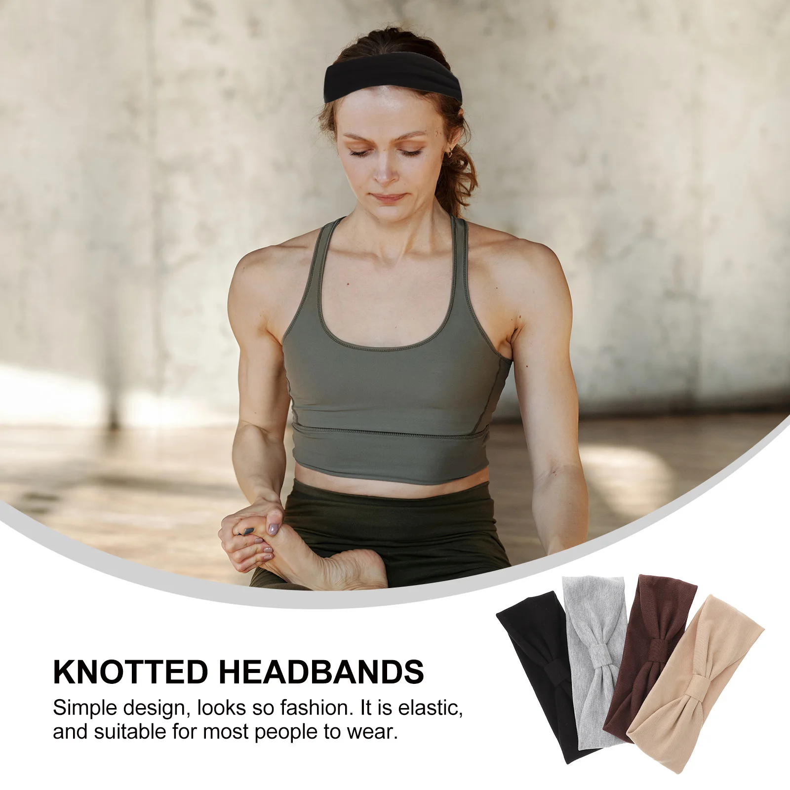

4Pcs Yoga Headband Elastic Wide Knotted Headbands for Women Face Washing Shower Running Cooking Knotted Headbands