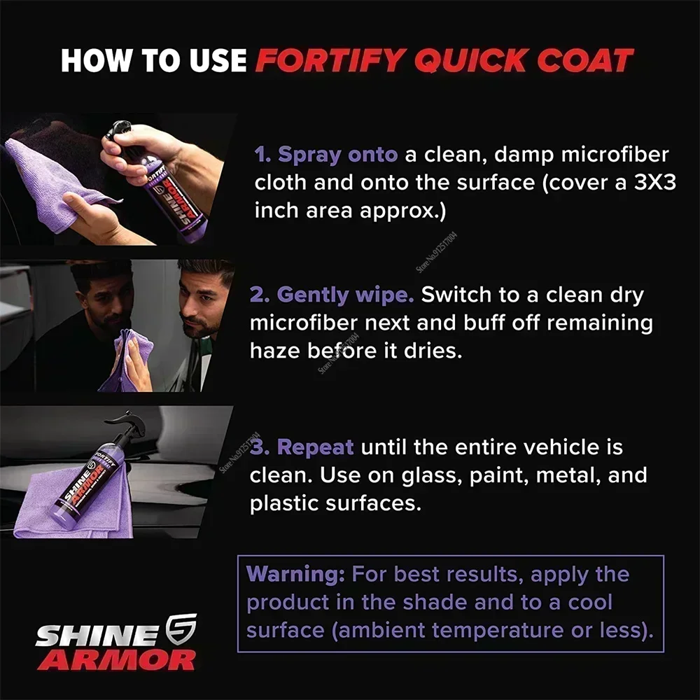 SHINE ARMOR Ceramic Coating Fortify Quick Coat Car Wax Polish Spray Waterless Wash Wax Hydrophobic Top Coat Polish Polymer Paint