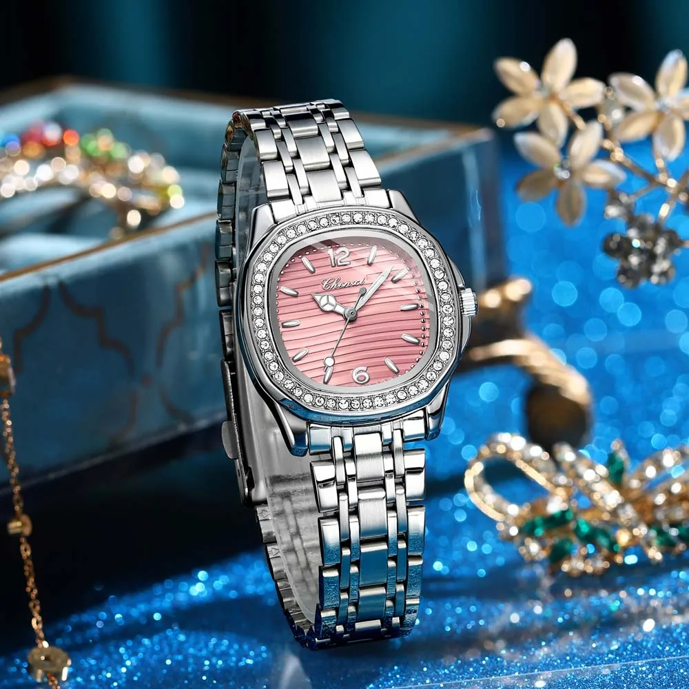 Reloj de lujo para mujer 2025, nuevo CHENXI, relojes de cuarzo con esfera de diamante de alta calidad, pulsera de acero inoxidable, reloj de vestir para mujer