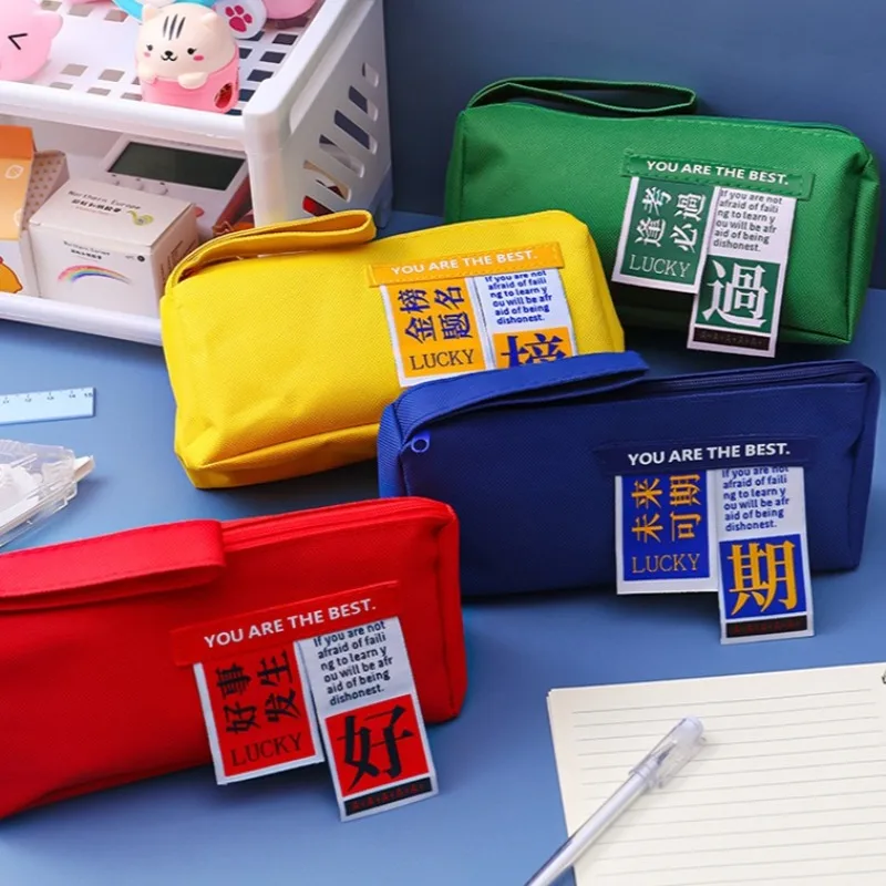 

Fashion Chinese Style Pencil Bag Oxford Stationery Bag for Students Double Layers Pens Organizer Pouch Kids Gift Back To School