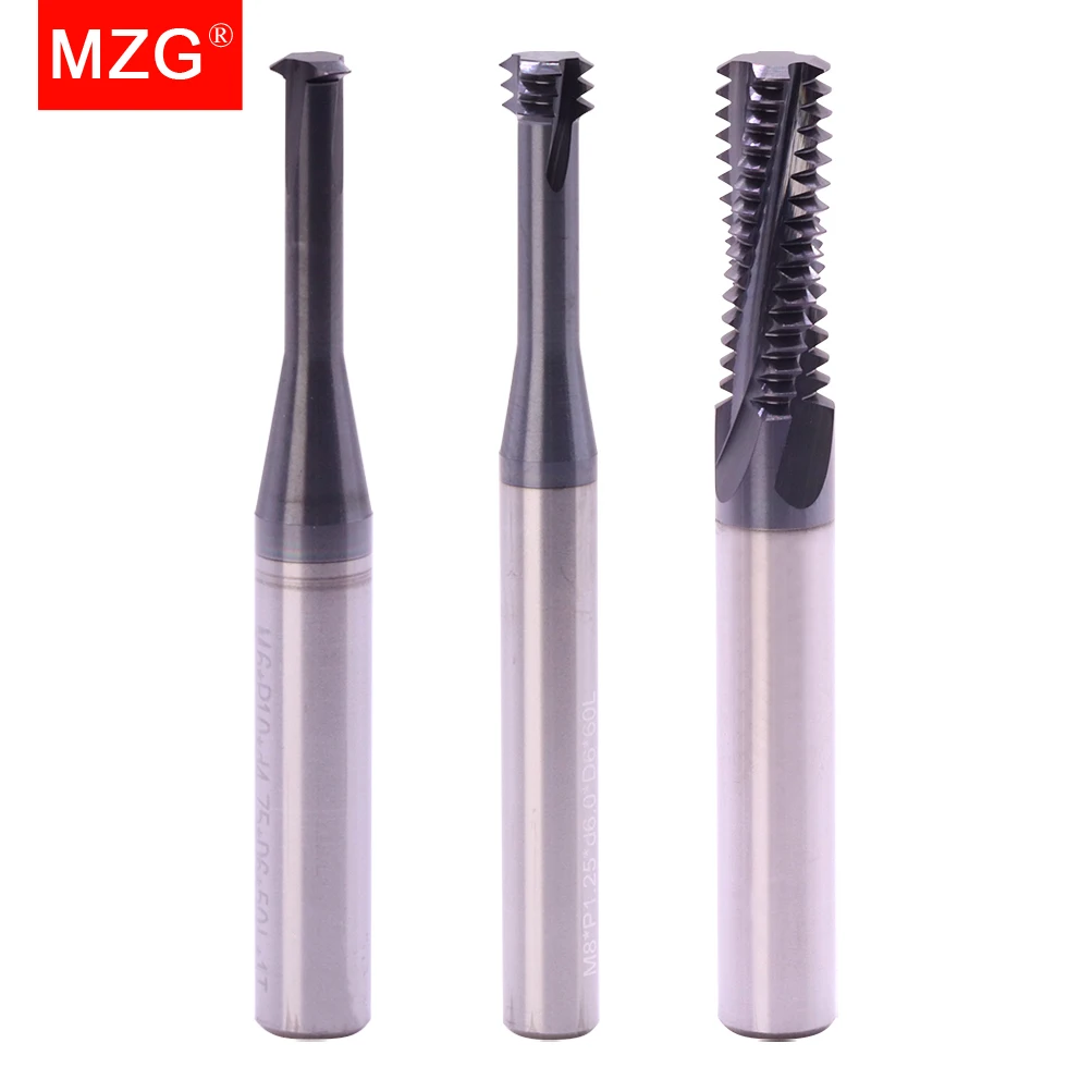 MZG-ISO Metric Thread Pitch, CNC Hard Alloy, Carbide Tool, Tungsten Steel, Machining Milling Cutter, 1T, 3T, FT, 1Pc