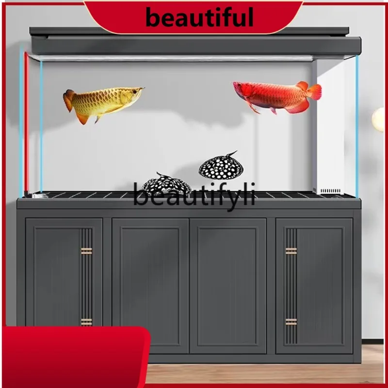 

Fish tank living room 2024 new professional entrance ultra-white large floor screen intelligent ecological aquarium hH