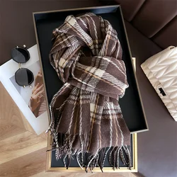 Casual Women's Autumn/Winter Classic Versatile Tassel Imitation Cashmere Scarf Warm Pashmina Shawl Wrap Wholesale