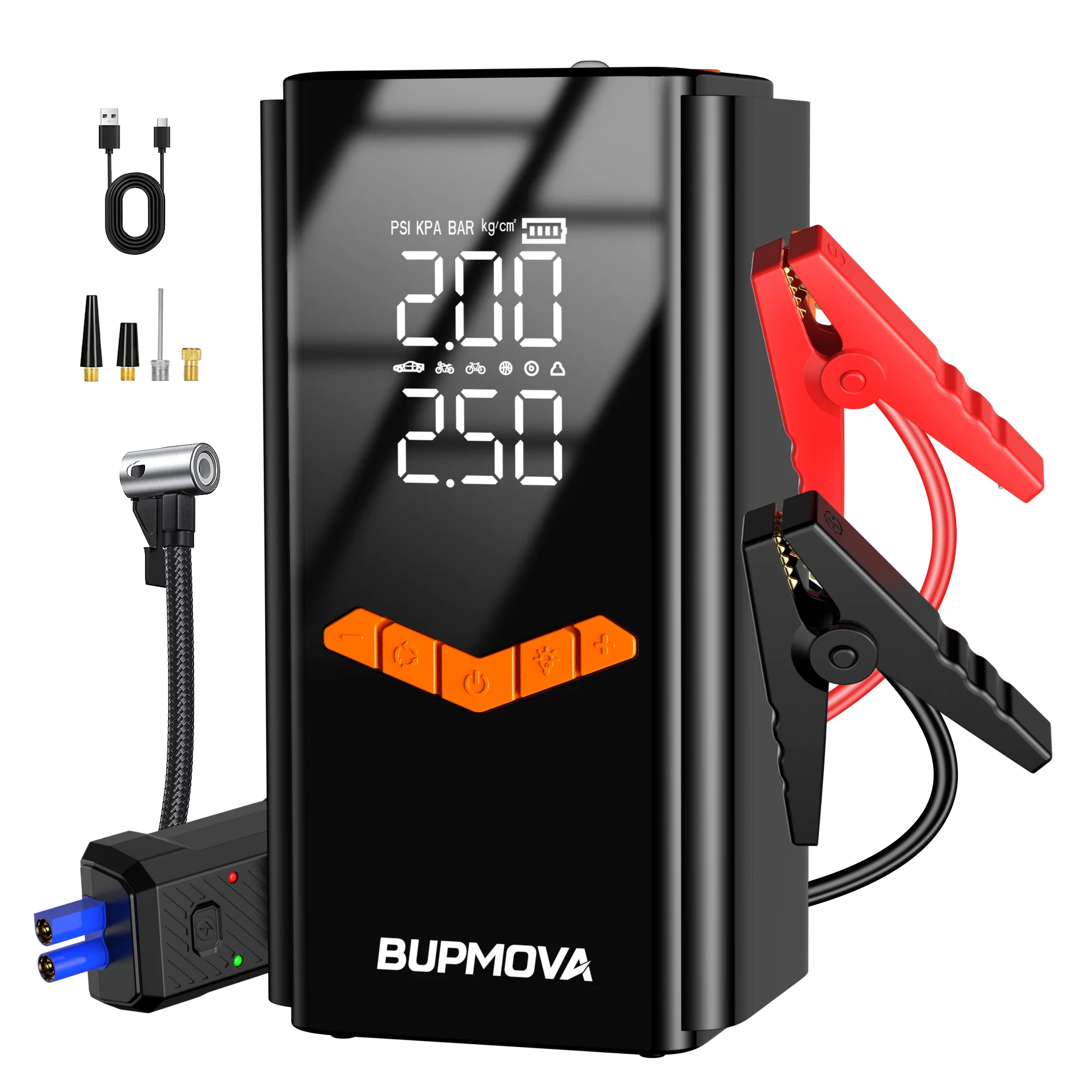 Avviatore d'Emergenza Portatile 1000A/1500A PEAK con Power Bank, Compressore d'Aria e Pompa per Pneumatici, Caricabatterie Portatile e Dispositivo di Avviamento per Auto