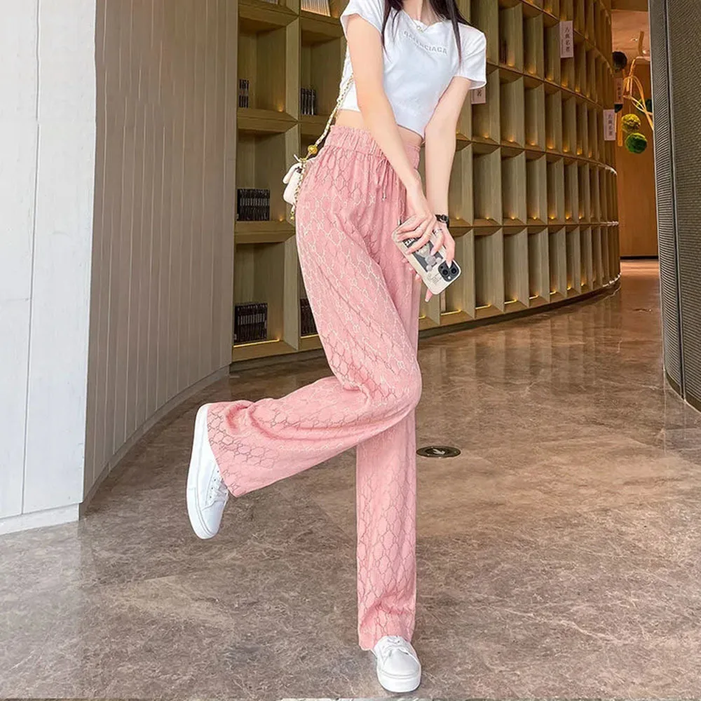 High Waisted Wide Leg Pants for Women's Summer Female Bottoms Thin Casual Trousers Women with Loose Straight Leg Pants Trend