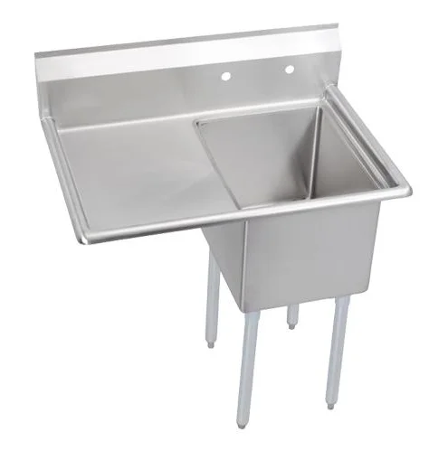 gm-Stainless Steel One Compartment Sink Table with Splash Back with Adjustable Feet with Left Drainboard for Restaurant