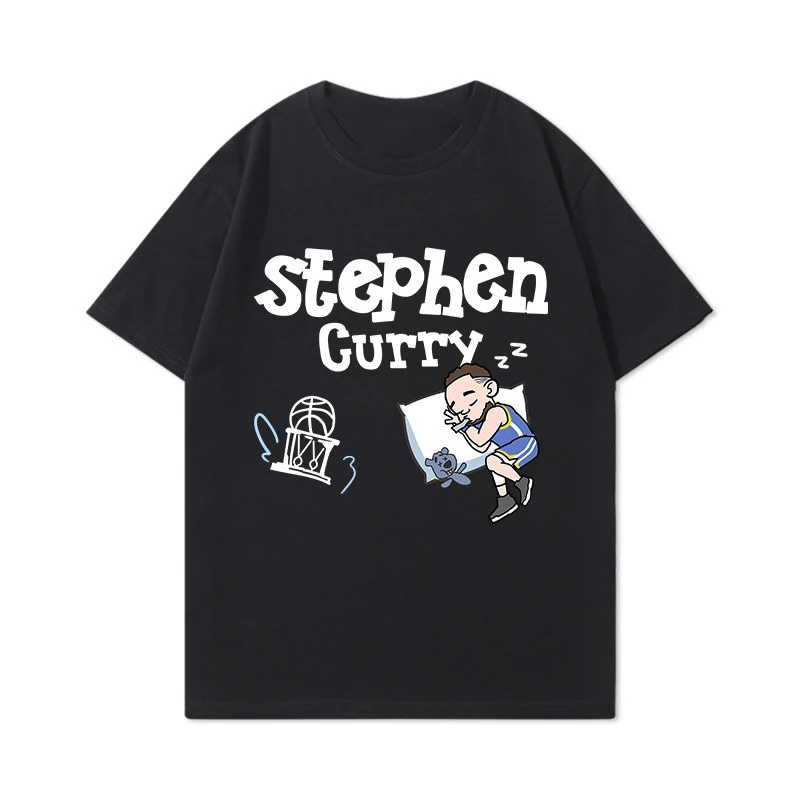 Camiseta de baloncesto Curry No. Camiseta Deportiva Casual de Manga Corta para Hombre, de Algodón con Estampado de Dibujos Animados, para Adultos y Niños