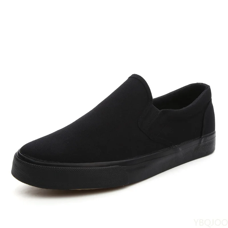 2022 Canvas Shoes Men Loafers Cool Young Man Street Black Shoes Breathable Men Casual Shoes Flat Slip-on Plus Size