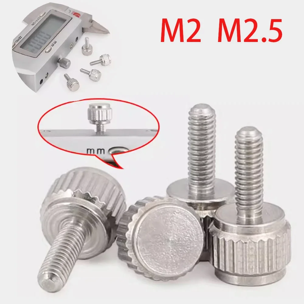 2-50Pcs 304 Stainless Steel Knurled Thumb Screw M2 M2.5 Tool Free Adjustment Vernier Caliper Lock Screws