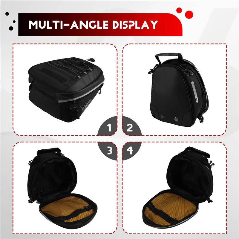 ABQB-Universal Motorcycle Tail Bag Expandable 8-10L Universal Rear Luggage Storage Bag With Shoulder Straps And Rain Cover