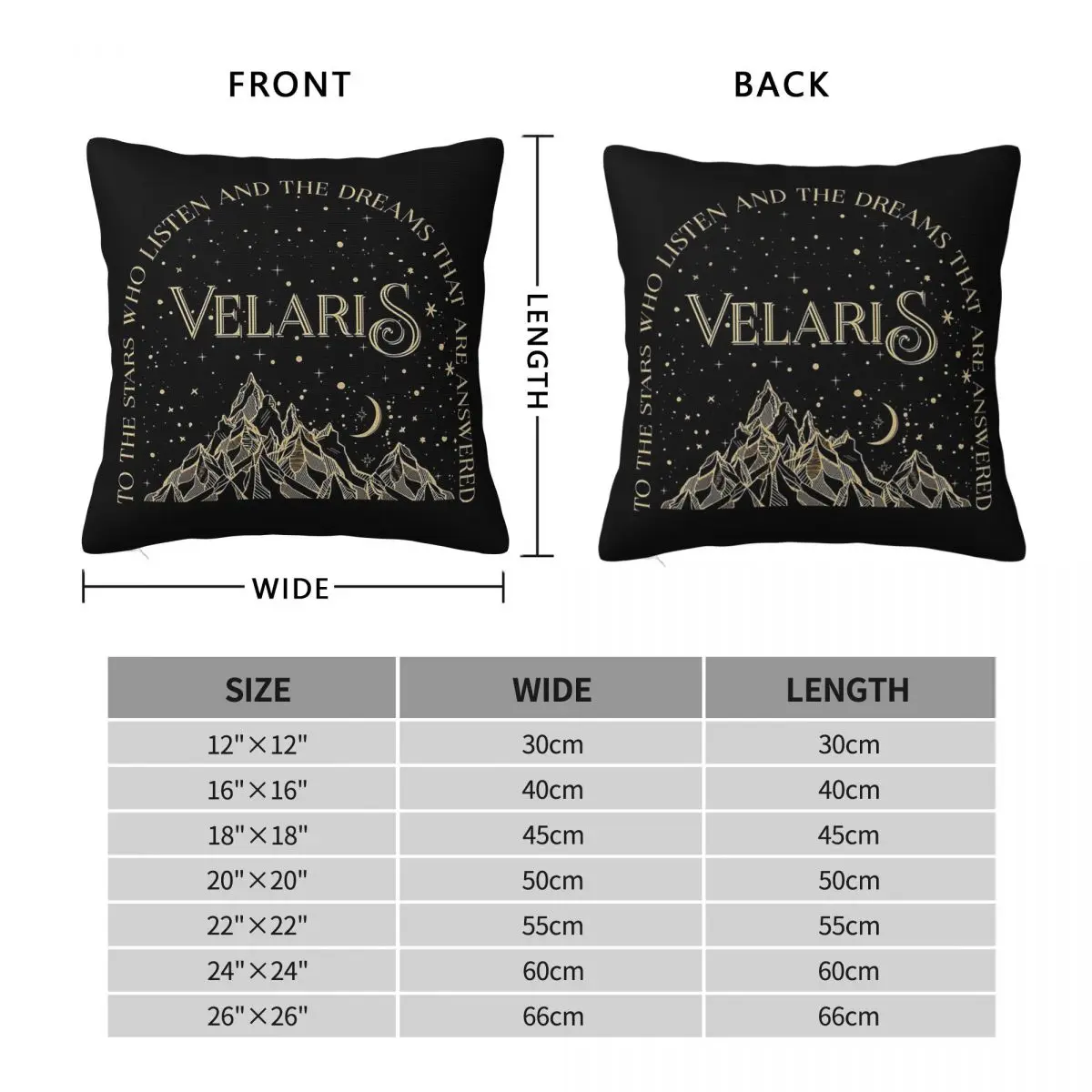 Velaris A Court Of Thorns And Roses Pillowcase Polyester Linen Velvet Pattern Zip Decorative Bed Cushion Cover