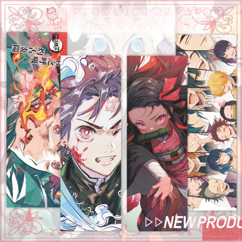 20X6.7CM Tanjirou Nezuko Zenitsu Inosuke Giyuu Shinobu Kyoujurou Popular Anime Peripheral Bookmarks and Exquisite Laser Tickets