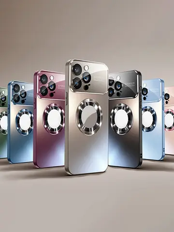 Luxury Glass Camera For Magesafe Magnetic Wireless Charge Case For iPhone 11 12 13 14 15 16 17 Pro Max Air Plus Shockproof Cover
