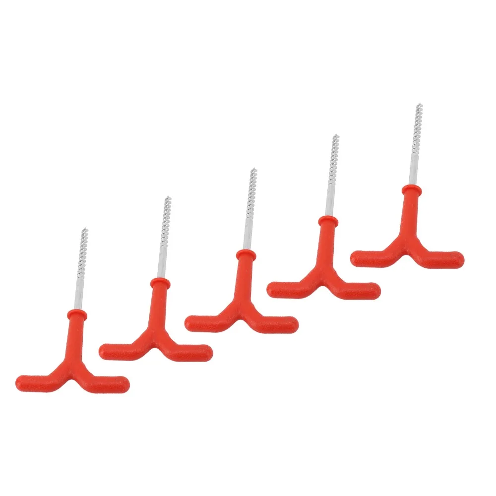 5PCS Threaded Shaft Ice Fishing Stakes Y-Handle Grip Metal Plastic Ice Anchor Set Ice and Snow Screw-In Ground Anchors