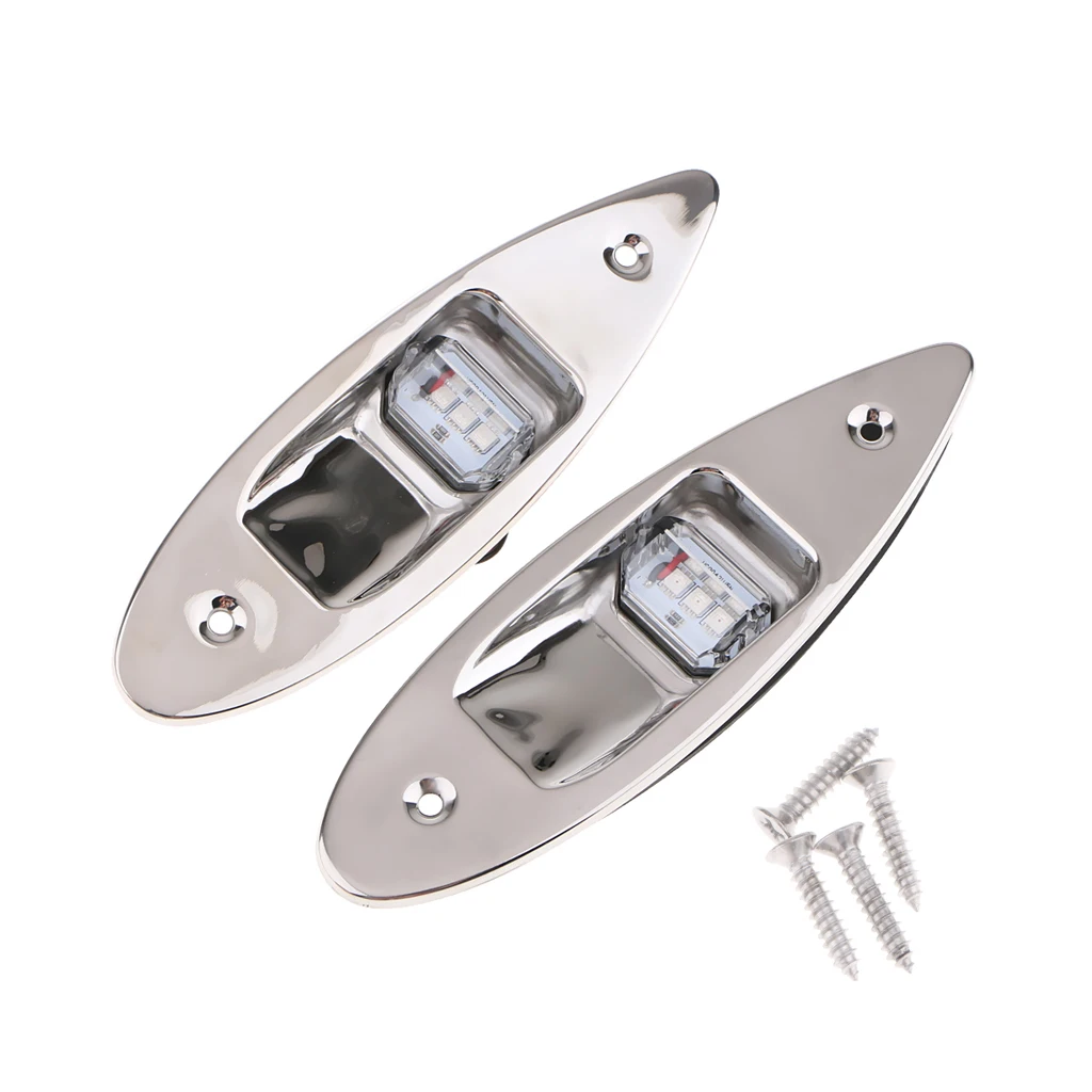 Pair of Marine Boat Navigational LED Side Tear Drop Lights Vertical Mount