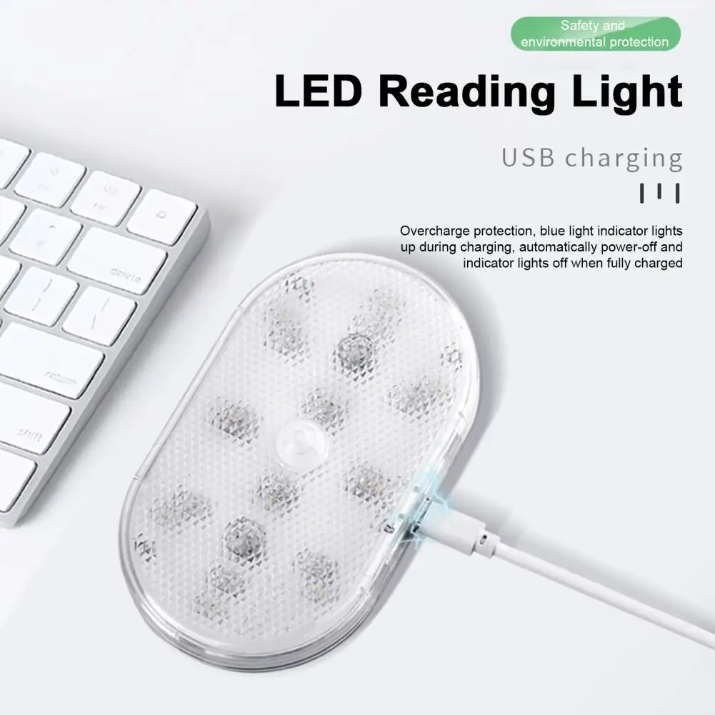 LED Reading Lamp with Motion Sensor Auto ON/OFF Ambient Lighting 7 Colors Design Car Interior USB Rechargeable LED Light