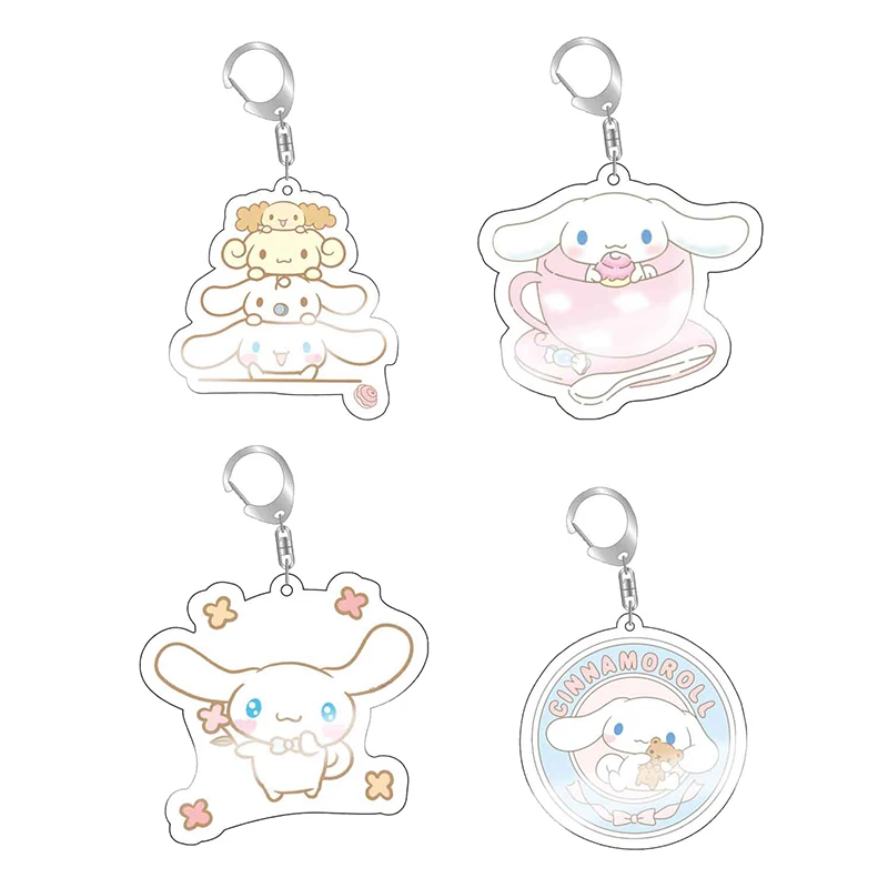 Cartoon Sanrio Hello Kitty Keychain Acrylic Cute Anime Action Figures Cinnamoroll Kuromi My Melody Pendant Schoolbag Decoration