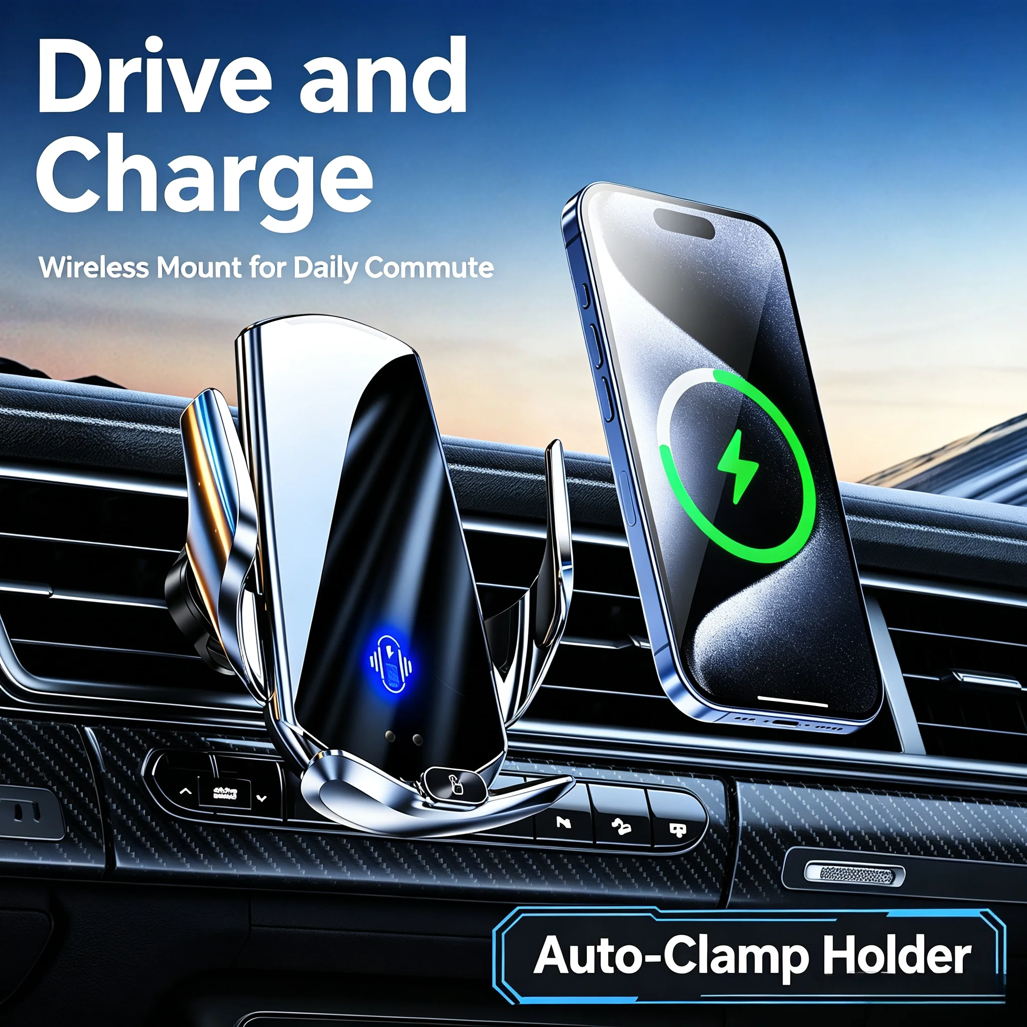 Car Wireless Phone Holder 15W Wireless Charging Car Air Vent Phone Mount for iPhone 15 14 13 12 Xiaomi Samsung